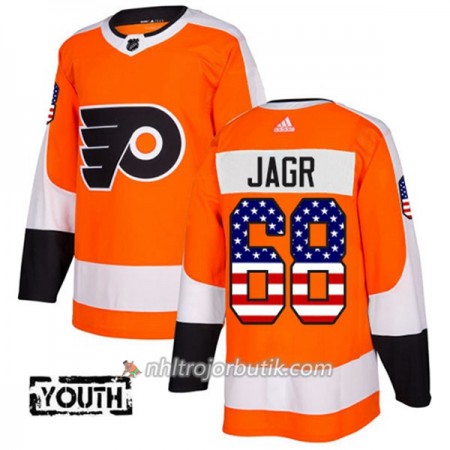 Barn Ishockey Philadelphia Flyers Tröja Jaromir Jagr 68 Adidas 2017-2018 Orange USA Flag Fashion Authentic